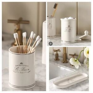 Kassatex Le Bain Bath Tumbler + Cotton Jar + Tray